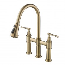 brushed-gold-bridge-faucet-pull-down-sprayhead-1